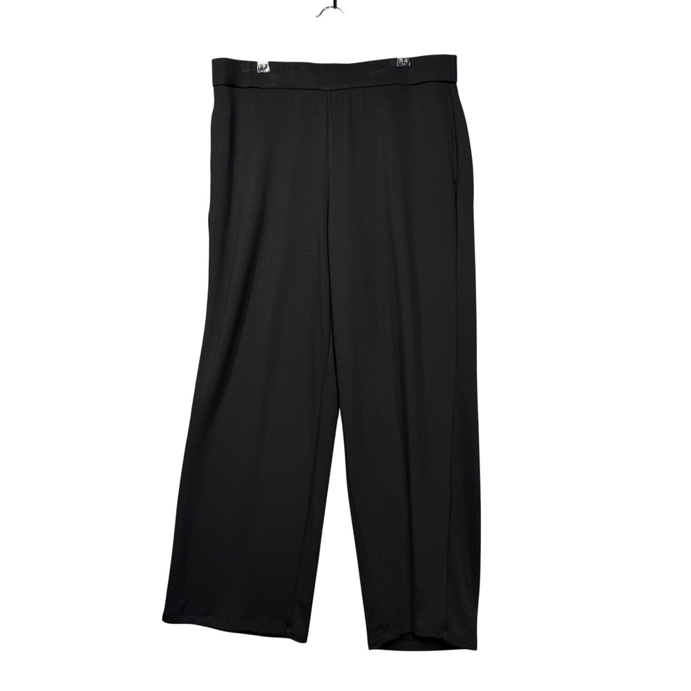 Alfred Dunner Relaxed Fit Pant Womens Size M Black Seville Wide Leg 27110 YD